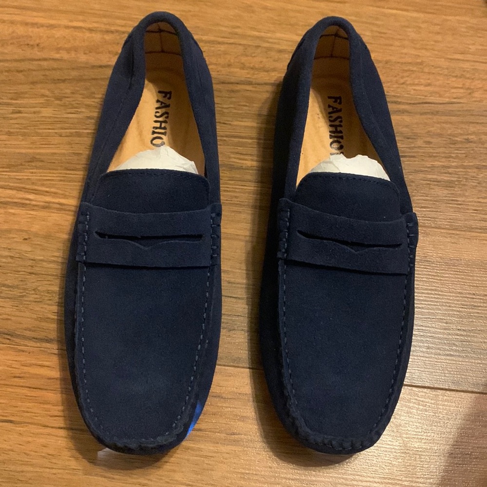 NWOB Fashion Blue Suede Driver Loafers